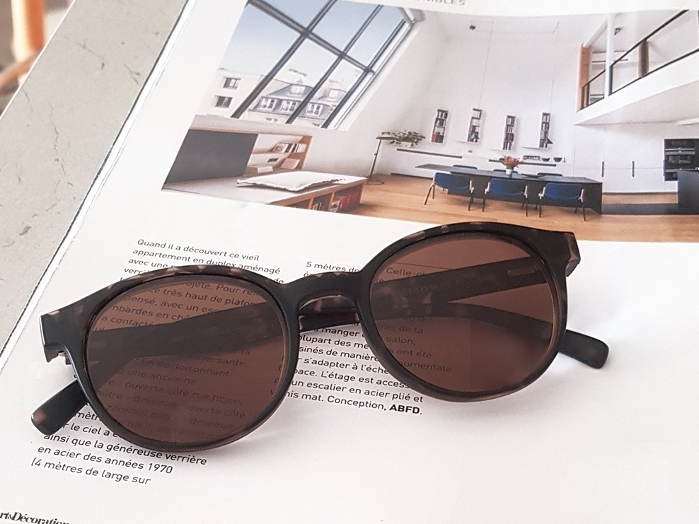 loupe de lecture et clip solaire polarisé marron écailles